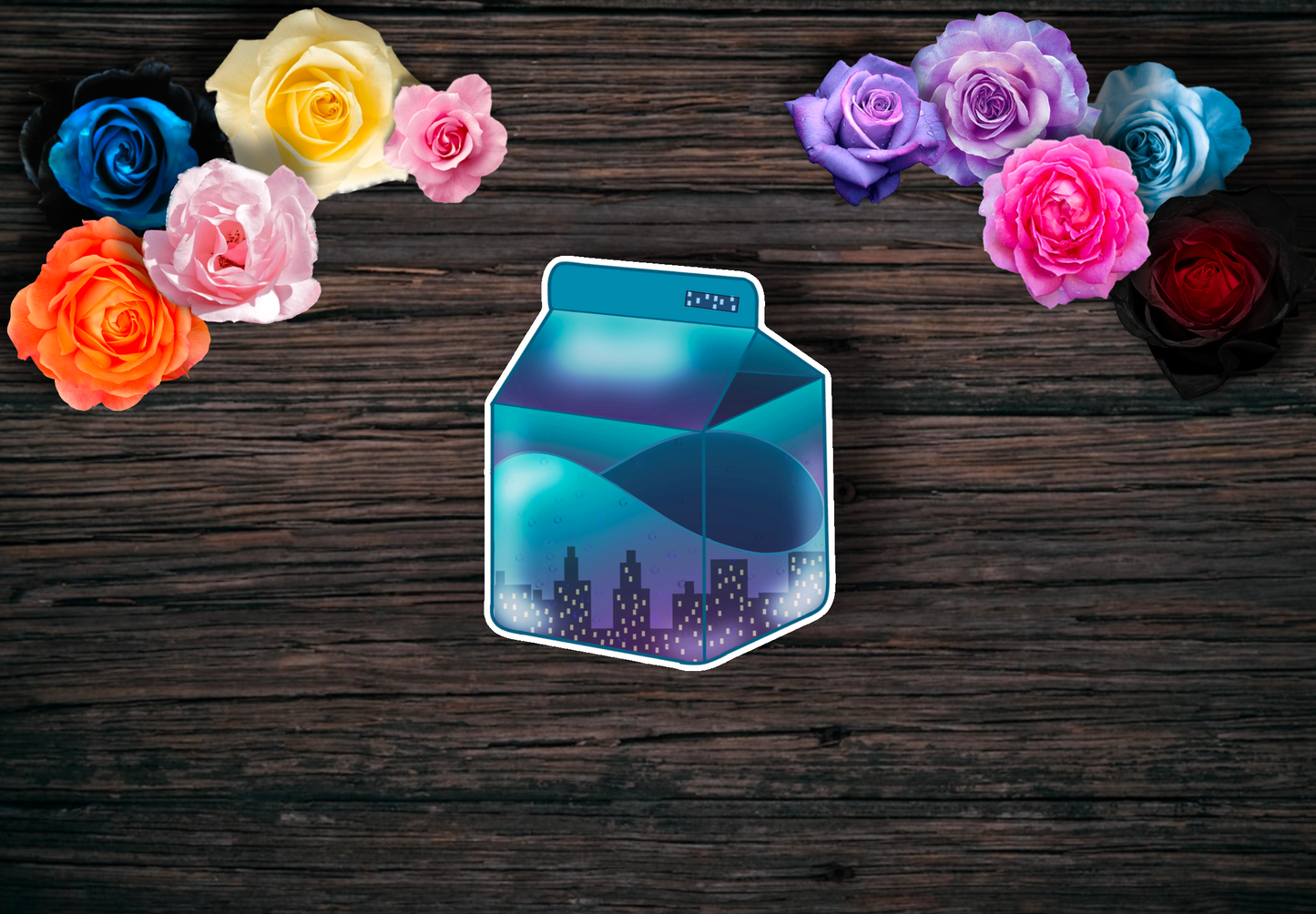 Cityscape: Glossy Milk Carton sticker