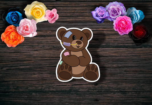 NJ Tube Teddy: Glossy Chronic Illness Teddies Sticker