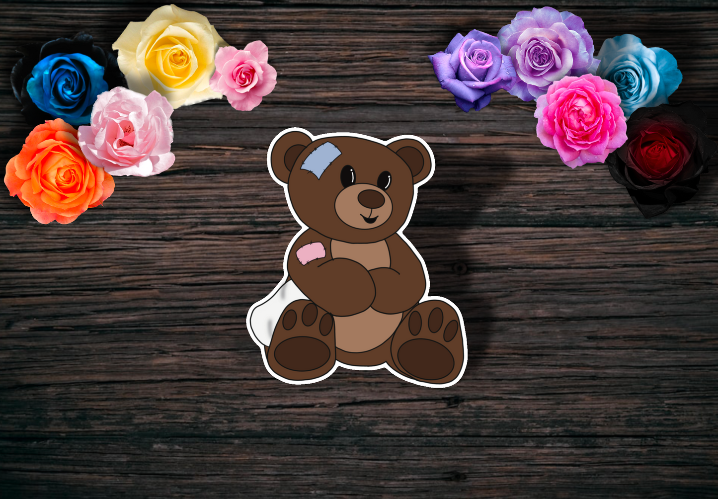 Ostomy Teddy: Glossy Chronic Illness Teddy Stickers