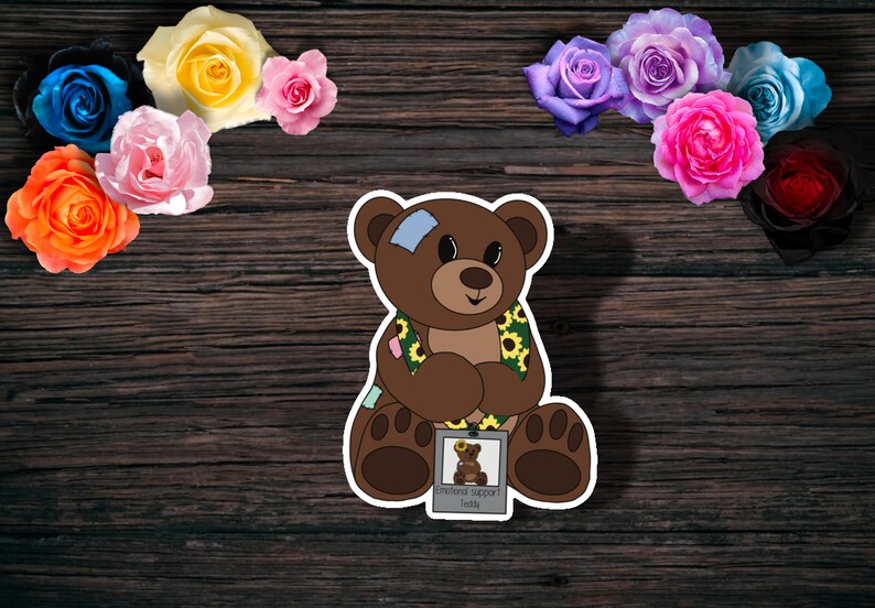 Support Teddy: Glossy Chronic illness Teddy Sticker