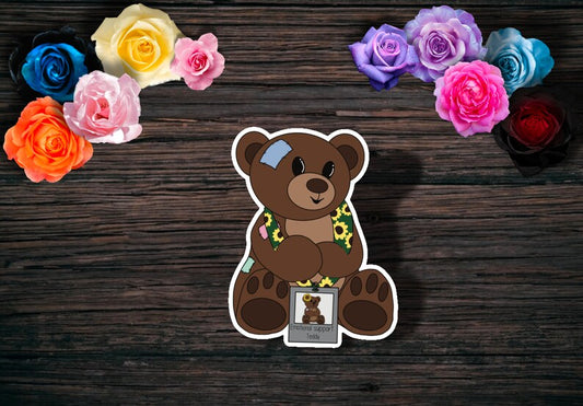 Support Teddy: Glossy Chronic illness Teddy Sticker